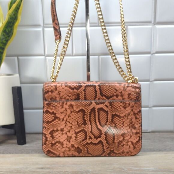 *6521 Michael Kors peach snakeskin convertible crossbody shoulder bag - Picture 3 of 13